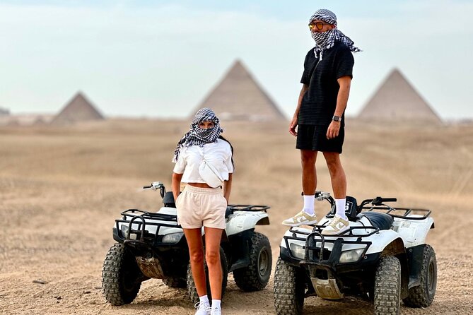 60 Min Quad Bike Ride Private Tour from Cairo or Giza - Riding a quad bike beside the Giza pyramids