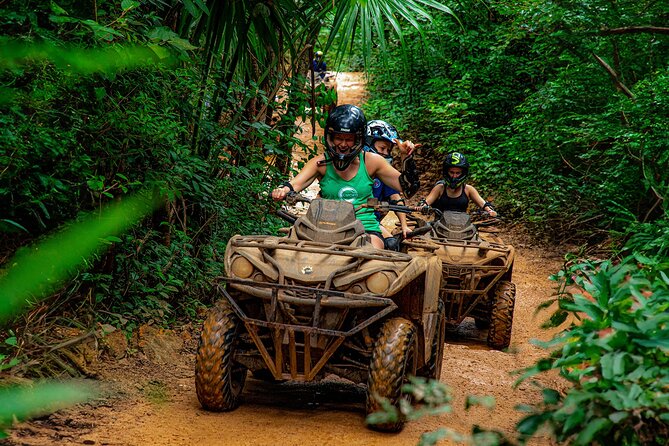 Adrenaline Adventure, Zip Line, ATV and Cenote Maya - Getting ready with helmets, gloves, and safety gear
