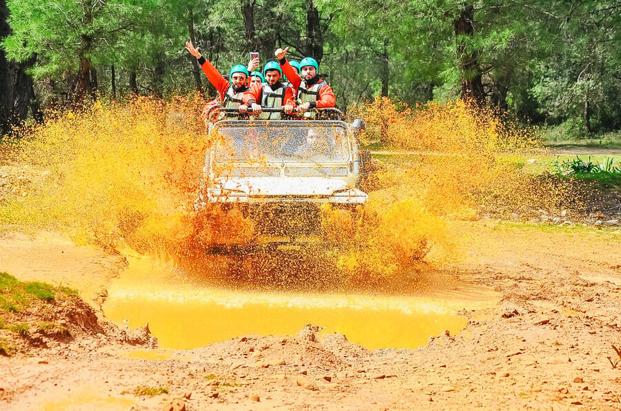 Antalya: Ziplining, Rafting, Jeep Tour & Quad Safari w/Lunch - Practical preparation for a wet and muddy day