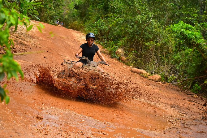 ATV Combo Horseback Riding, ATV, Ziplines, Cenote and Lunch - Flying through the trees on the zipline circuit