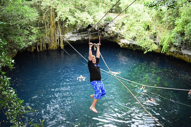 ATV Jungle Adventure with Ziplines, Cenote & Transportation - Swimming in cenote Verde Lucero