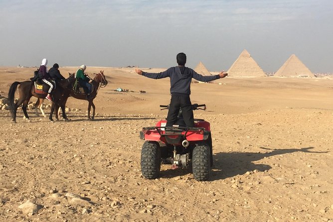 ATV Quad Bike Tour at Pyramids of Giza - The pyramid panorama from the high dunes