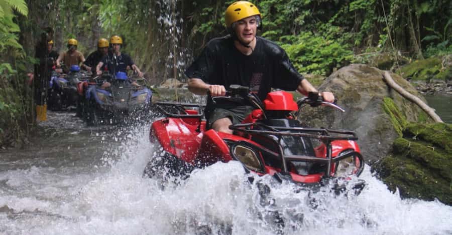 Bali: ATV Ride Adventure with track river bank, dense forest - Water Fun Speed Track and the role of weather