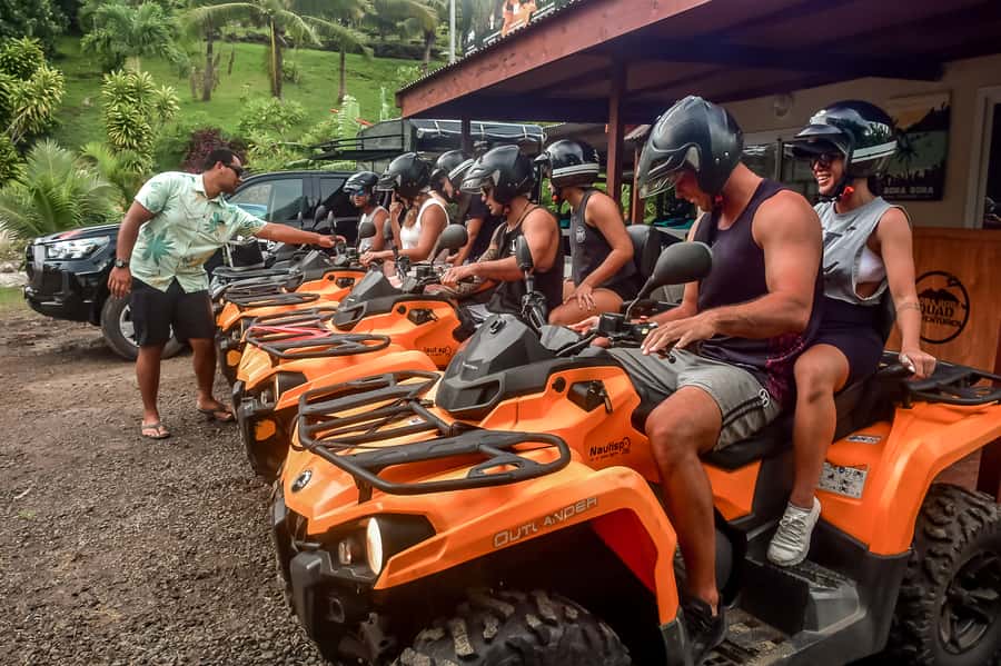 Bora Bora: Combo ATV & Jet Ski Day Trip with Polynesian BBQ - The morning ATV ride, from roads to viewpoints