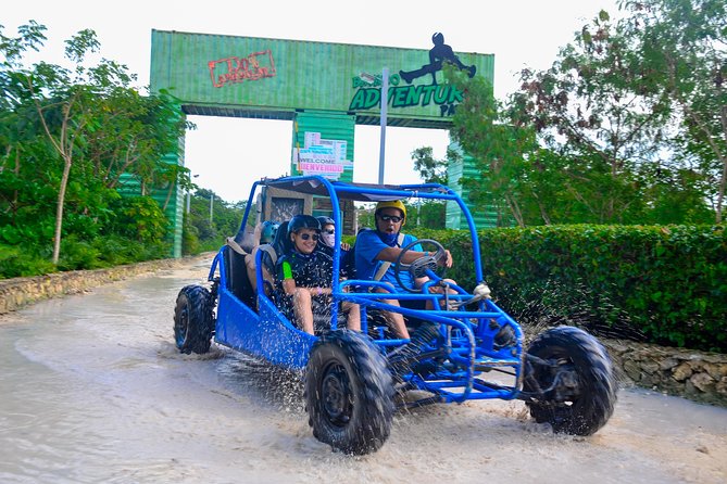 Buggy Adventure, Zipline Mega Splash and Waterfall Pool at Bavaro Adventure Park - Riding the dry, rocky trails by buggy