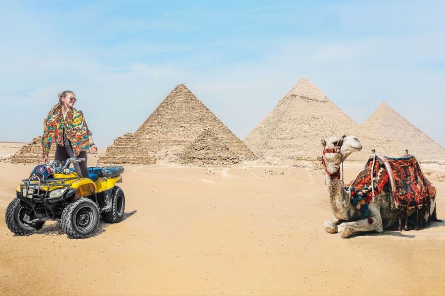 Cairo: Pyramids Quad Bike Adventure & Optional Camel Ride - Desert rest, tea, and a different view of Giza