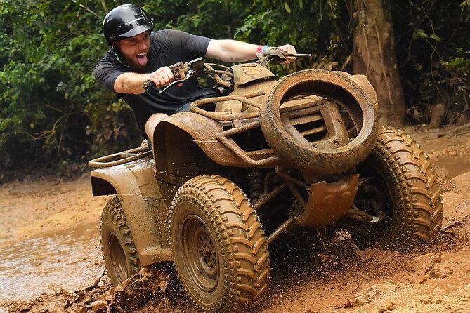Cancun ATV Jungle Adventure, Ziplines, Cenote and Tequila Tasting - Three short zipline flights through the trees