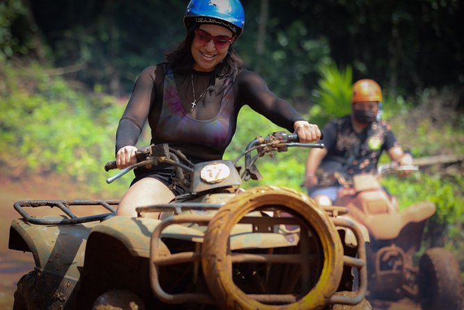 Cancun Best ATV Tour, Ziplines and Cenote Swim with Lunch - A short zipline course above the trees