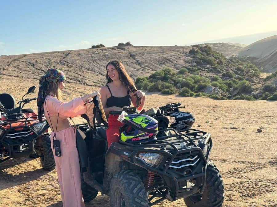 Desert & Beach Quad Adventure With Camel Ride - Sandboarding on the soft Tifnit dunes