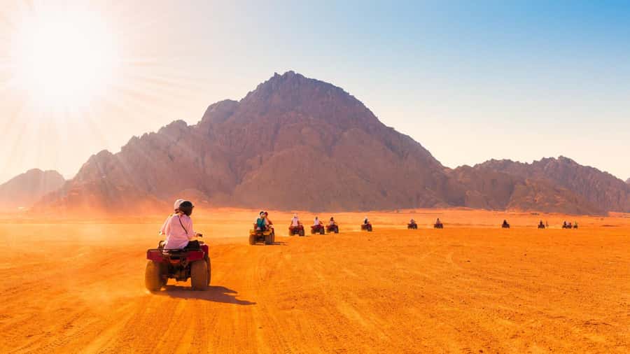 Desert Sunset Quad Bike ATV for 50Km, Oriental Show, Dinner, - Learning to handle the quad bike