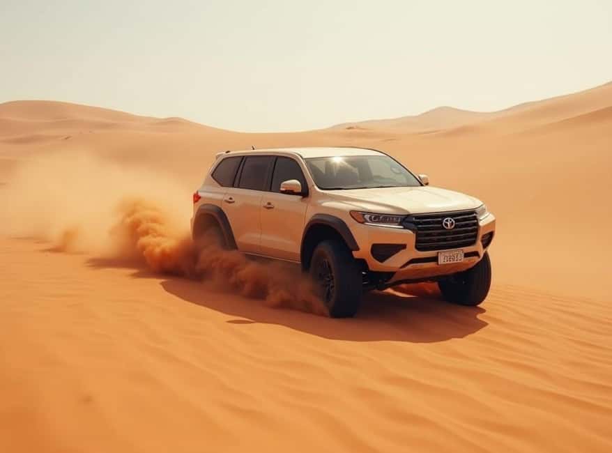 Doha: Desert Safari, Camel Ride, Dune Bashing & Inland Sea - Sandboarding down the taller dunes
