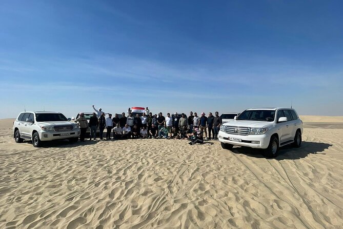 Doha Half Day Desert Safari Dune Bashing Camel Ride Sandboarding - Sunset in the dunes on the way home