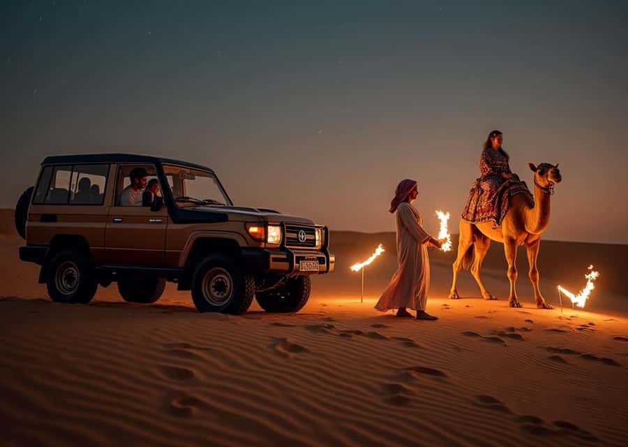 Doha: Nighttime Desert Safari with Dune Bashing & Camel Ride - Key points to know before you book