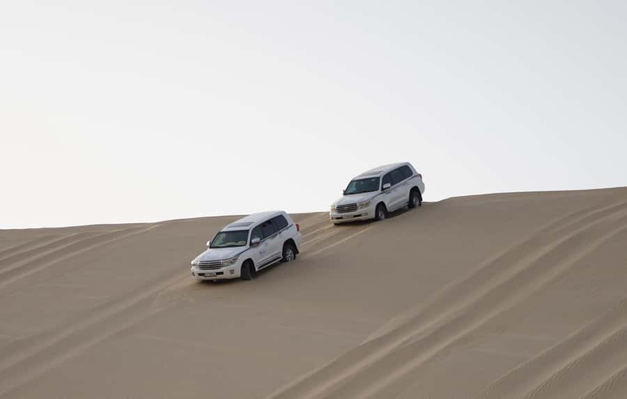 Doha: Safari, ATV, Camels, Sandboarding and Inland Sea Tour - Sandboarding down the dunes