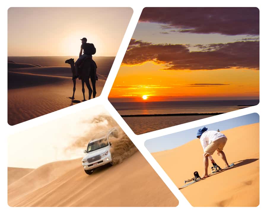Doha: Sunset Safari, Dune Bashing, Sandboarding & Camel Ride - From Doha to the golden dunes
