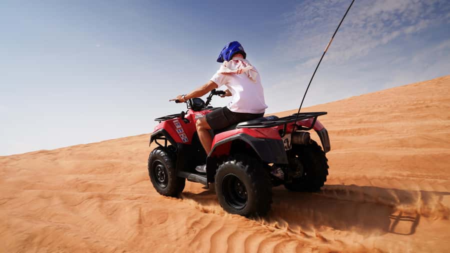 Dubai Desert Adventure: Red Dunes Guided Quad/Polaris & BBQ - One hour across the red sand