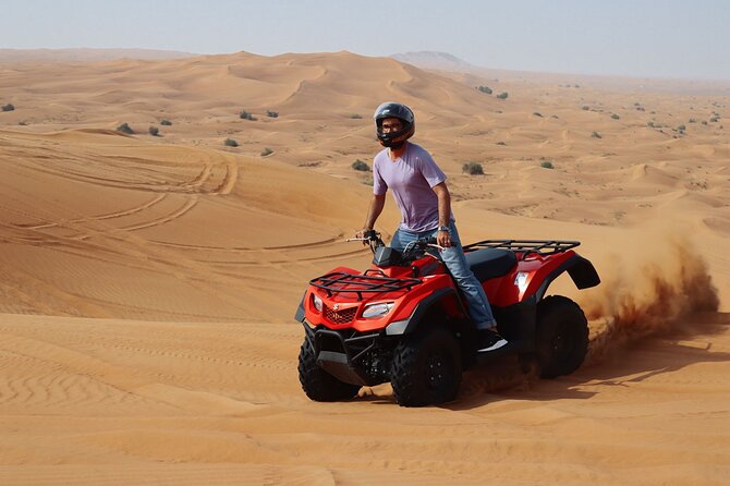 Dubai: Jeep Desert Safari, Camel Ride, and Quad Bike Tour - Sandboarding with a photo stop