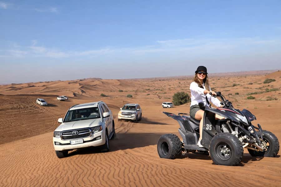 Dubai: Red Dunes Evening Quad Bike, Dune Blast with BBQ - The pickup from Dubai or Sharjah