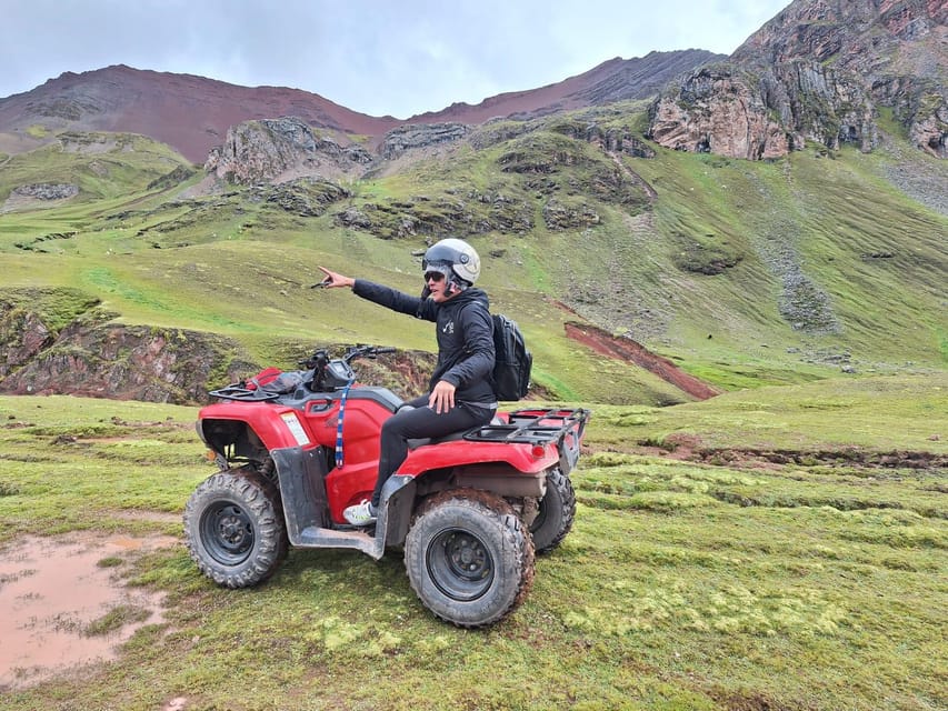 From cusco: Rainbow Mountain ATV Tour with meals - A short ride through red hills and Ausangate views