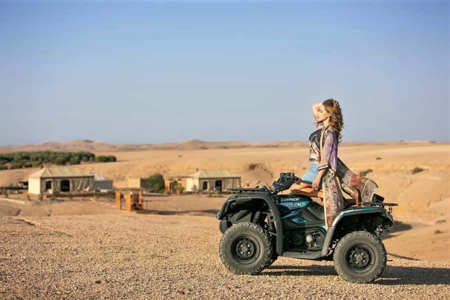 From Marrakech: Agafay Desert Sunset, Quad Biking, & Dinner - Ahwach music, dancing, and fire performers
