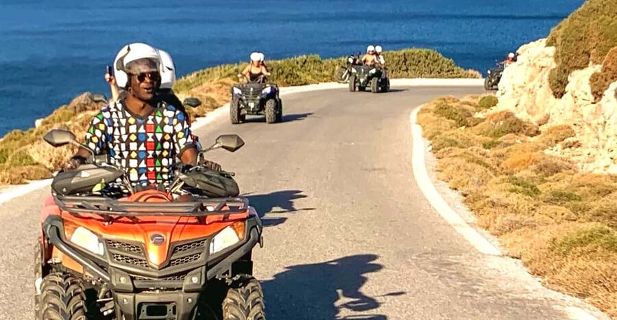 From Platanias: Quad safari with Hotel transfer - Leaving Platanias behind on a 450cc quad
