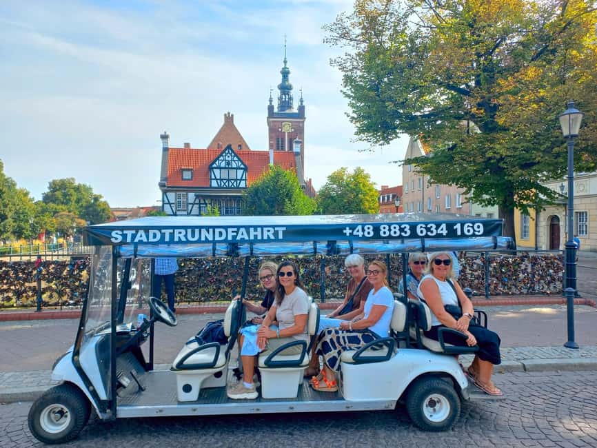 Gdansk: Top Unlimited Beer & Highlights Tour by Golf Buggy - The Motława riverfront and the Great Harbor Crane