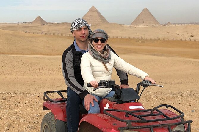 Giza pyramids, Sphinx, ATV bike, Lunch,Camel ride, Dinner cruise& shopping tour - The panoramic viewpoint and the Sphinx