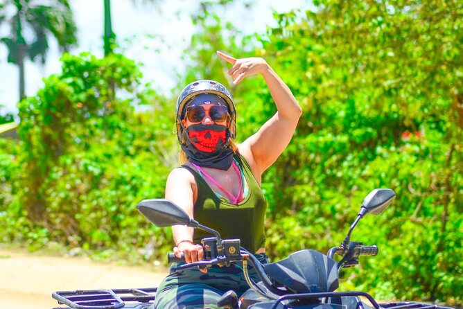 Guided Tour in Four Wheels (ATV) by Macao Beach, Taíno Cave and Typical House - Entering Cueva Taína and its cool freshwater