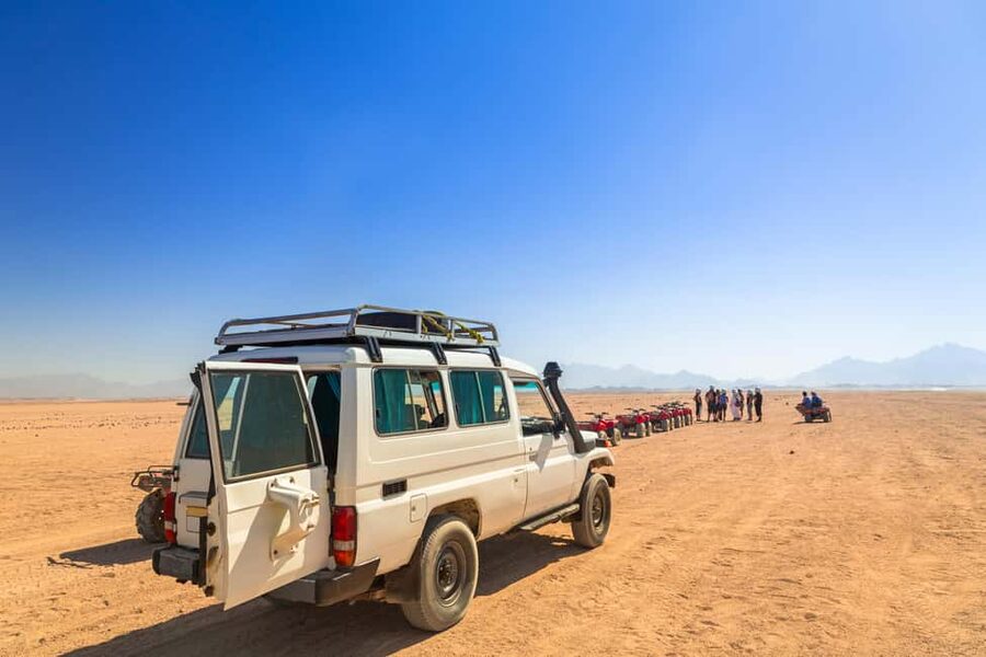 Hurghada: ATV Quad, Jeep and Buggy Safari with BBQ Dinner - Jeeping into the Red Sea desert