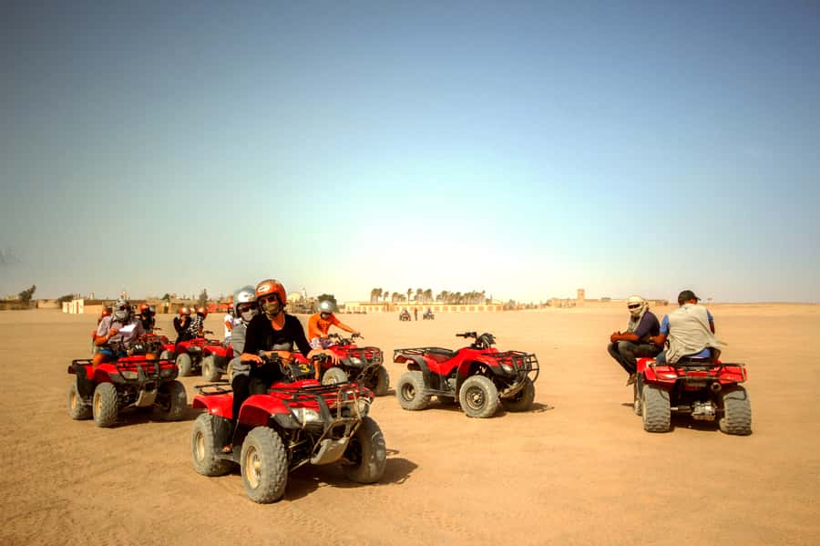 Hurghada: Desert Quad Bike Camel Ride with Optional GoPro - Sunset dinner, show, and stargazing