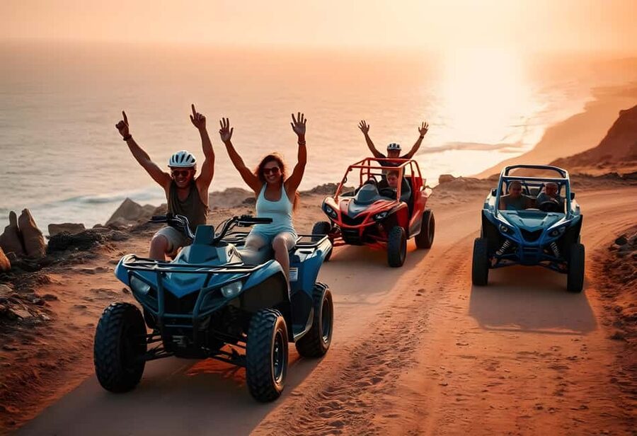 Hurghada: Sea and Mountains Quad or Buggy Family Tour - Quad biking across the desert toward Makadi Bay