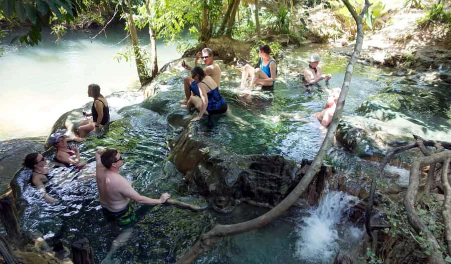 Krabi: Emerald Pool and Hot Spring Waterfall with ATV Riding - The Hot Spring Waterfall and its crowded pools