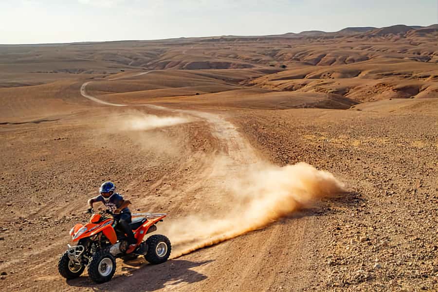 Marrakech: Agafay Desert Dinner Show with Quad Bike & Camel - The argan oil stop and Moroccan tea