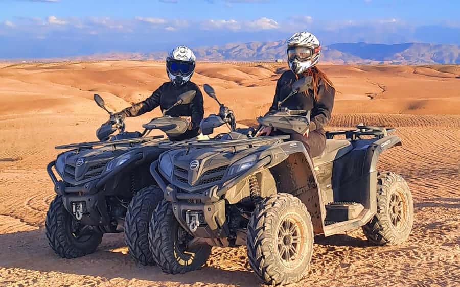 Marrakech: Agafay Desert Quad Bike Tour with Moroccan Tea - Getting set up with a helmet and quad