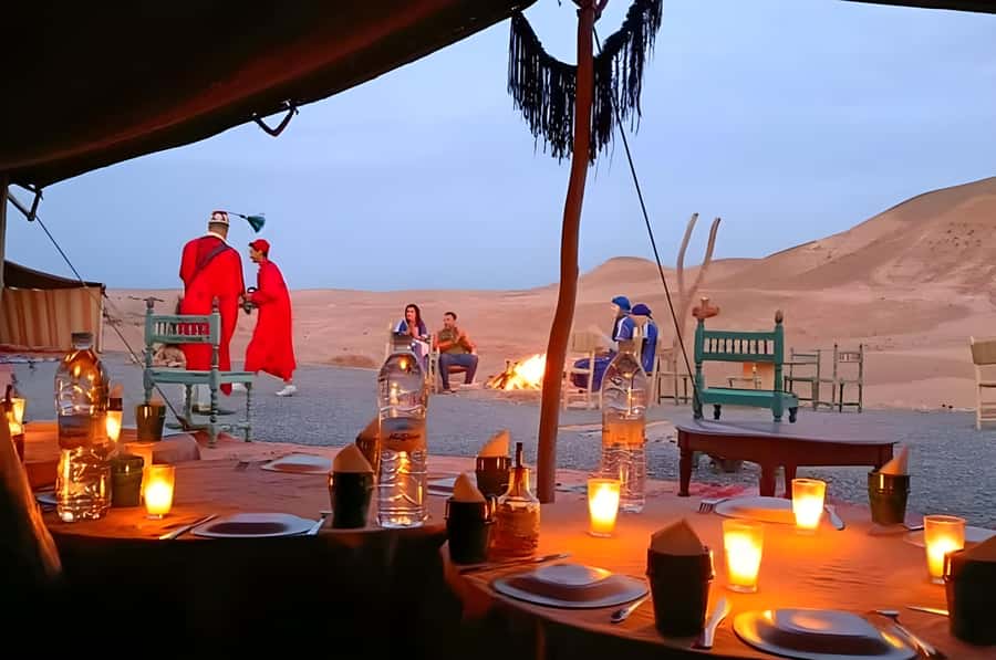 Marrakech: Agafay Desert Quad Biking, Camel Ride Fire Show - Camel riding in rocky desert country