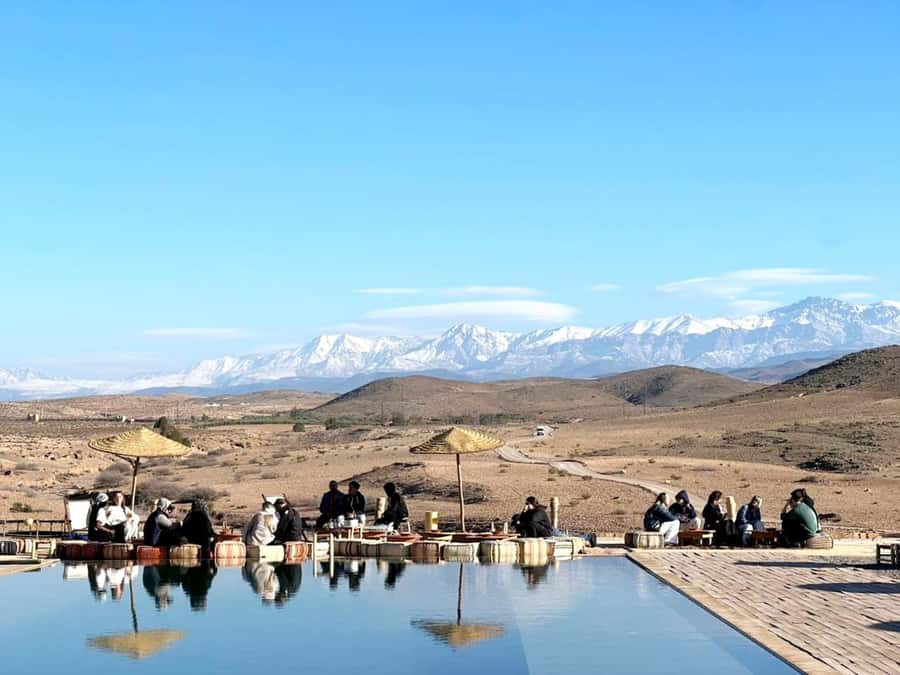 Marrakech: Agafay Desert Quad Biking & Dinner Show - Arriving at Sun Sky Camp with mint tea