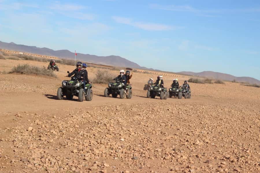 Marrakech, explore the palm grove desert by quad bike - Photo time at the palm-filled oasis