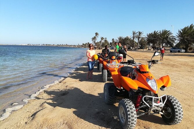Private 3h00 quad ride on the island of Djerba - Beach riding and the view toward Borj El Castil