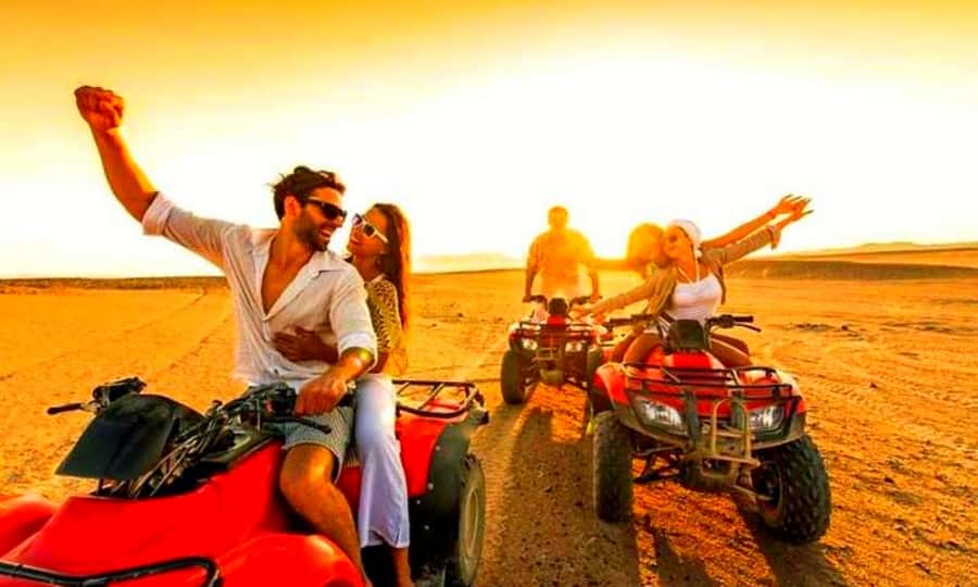 Quad bike and Lunch & Pool in Desert Marrakech Agafay - Getting the quad ride started at the camp