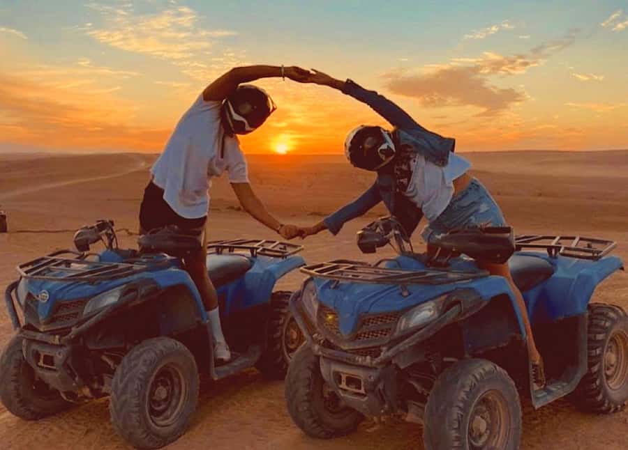 Quad biking in Agafay Desert with lunch & Camel Ride & pool - Getting ready for the quad bikes