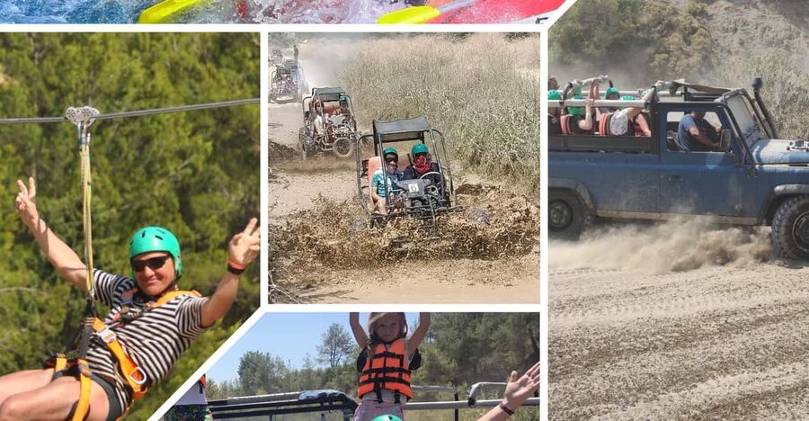 Side&Alanya:Rafting,Jeep,Quad/Buggy Safari/Zipline wLunch - ATV riding through mud and open ground