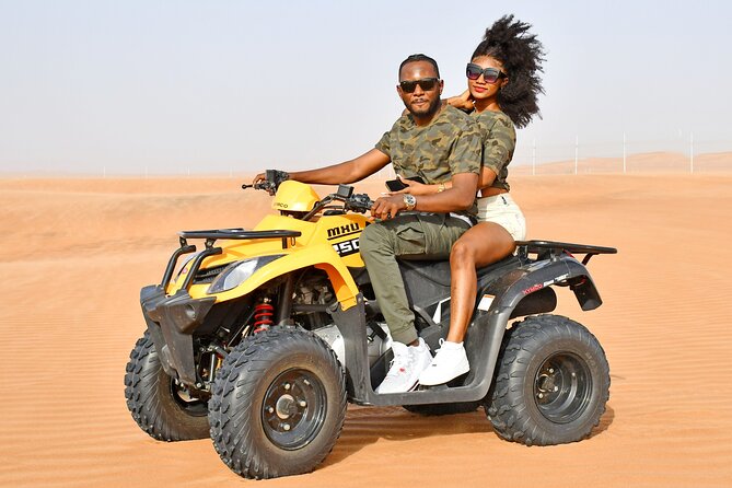 Sunset Desert Safari Quad bike Camel ride Sand Board & BBQ Dinner - Al Awir camp: camel ride, henna, and evening shows